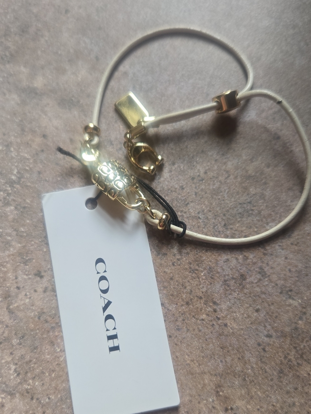 New Coach Golden Charm Accent Adjustable Bracelet